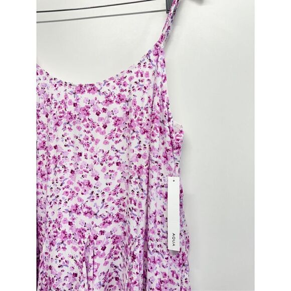 AQUA Mini Dress Size Medium Spaghetti Strap Floral Pink White NEW - Picture 6 of 9